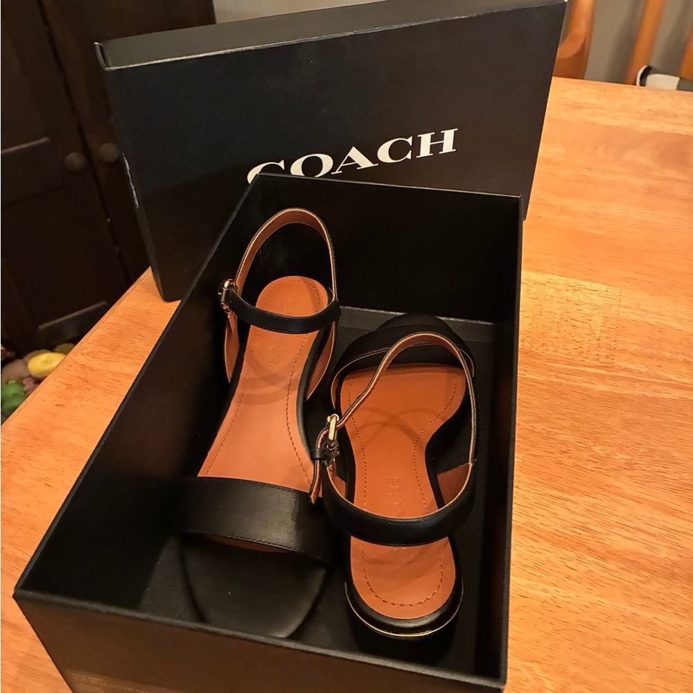 COACH IDA 35 Leather Sandal G4869 Black Size 7 - Picture 4 of 14